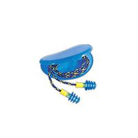 Honeywell FUS30S-HP Howard Leight Fusion Reusable Small Corded Earplugs ins in HearPack Storage Box, 100 Pairs, Small, Blue/Yellow (Pack of 100)