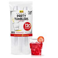 Fig & Leaf (120 Pack - 8 OZ Clear Hard Plastic Cups Premium Beverage Party Cup l Old Fashioned Crystal Clear Tumblers 8-Ounce l Disposable Reusable l Top Choice for Catering Wedding Drinking Birthday