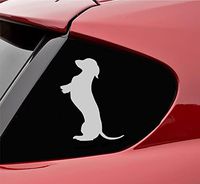 Cute Begging Dachshund Vinyl Decal Sticker (Satin Silver)