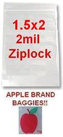 5000 Apple Brand 1520 1.5x2.0 2mil Clear Ziplock Bags 5,000 Baggies 1.5"x2.0"