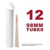 98MM White Doob Tubes | 12 Pack | Waterproof Airtight and Smell Proof Blunt Vial Container | Child Resistant with Squeeze Pop Tops | BPA-FREE | Ideal for Storing Pre Rolled Raw Cones