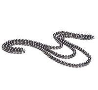 Aline Black 6-7mm Tripple Strand AA Quality Freshwater Cultured Pearl Necklace for Women-23 in Matinee Length