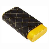 Kylin-u 3 Finger Brown Leather Cigar Case, Cedar Wood Lined Cigar Humidor Portable Cigar Cypress Holster Travel Cigar Box, Beautiful Gift (Color : Yellow)