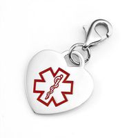 StickyJ USA Stainless Heart Medical Alert Bracelet Charm 3/4 in