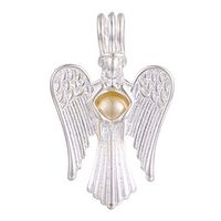 10pcs Silver Angel Locket Charms Pearl Cage Beads Cage Diffuser Locket Pendant Fragrance Jewelry Making-for Oyster Pearls, Essential Oil Diffuser, Fun Gifts (Angel)