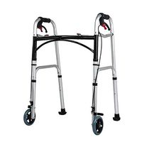 F&T Elderly Walker, Lightweight Aluminum Folding Height Adjustable, Limited Mobility Assist, Fracture Cane Chair Multifunction (Color : Silver)