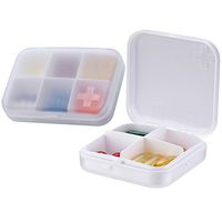 ZDQZC Pill Organizer - Portable Pill Box Small Pill Container for Purse or Pocket, Excellent Pill Storage Case (White, 4+6 Compartment)
