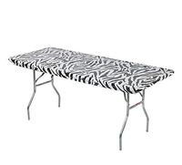 Kwik-Covers 6' Rectangle Plastic Table Covers 30" x 72", Bundle of 5 (Zebra)