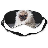 Funny Pug Sleep Mask Mulberry Silk Eye Masks Blinder with Adjustable Strap for Men Women