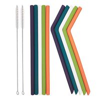 Malier Reusable Silicone Drinking Straws - Thick Silicone Straws for Smoothie, Compatible for 30 oz and 20 oz Tumbler with 2 Cleaning Brush & 1 Storage Pouch - 5 bent + 5 straight