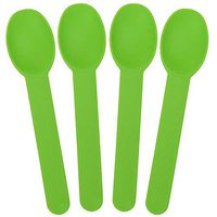 [25 Count] Green Heavy Duty Plastic Spoons - Disposable Frozen Yogurt Ice Cream Spoons - Frozen Dessert Supplies