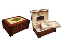 Prestige Import Group - The Stetson Wooden Cigar Humidor w/Inlay - Color: Dark Burl Finish