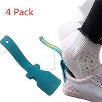 Lazy Shoe Helper - Handled Shoe Horn - Portable Shoe Lifting Helper,Easy to Put On and Take Off high Heels or Leather Shoes, Sock Slider Handled Shoe Horn for Seniors, Elderly, Disabled (blue4)