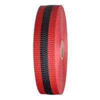 Woven Barricade Tape 2 in x 150 ft Red with Black Stripe (48 Roll Case)
