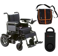 Drive Cirrus Plus EC Folding Power Wheelchair, 22" Seat & Free 130 dB Black Personal Safety Alarm/Siren! + Black Medical Utility Bag with Trim!