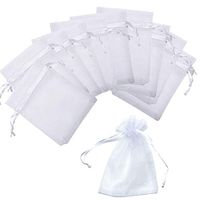 120Pcs 4x6 Inches Drawstring Organza Bags Jewelry Favors Gift Bags for Wedding Party Christmas Gifts Candy Bags,White