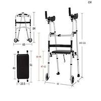 XIHAA Elderly People Walker Height Adjustable Folding Aluminum Alloy Pulley Disabled Person Walking Rehabilitation Equipment Bathroom Bath Chair(Dual Wheeled)