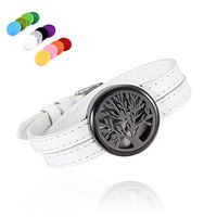 constantlife Adjustable White Leather Band Fragrance Aromathrapy Diffuser Bracelet Essential Oil Diffuser Lockets X'Mas Gift (008-Tree4)
