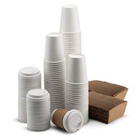 NYHI 100-Pack 12 oz White Paper Disposable Cups With Lids And Sleeves– Hot/Cold Beverage Drinking Cup for Water, Juice, Coffee or Tea – Ideal for Water Coolers, Party, or Coffee On the Go’
