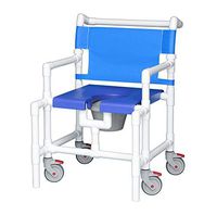 IPU SCC8250 OS Over-Size Rolling Shower Chair for use Over Toilet, in The Shower, and as a Bedside Commode
