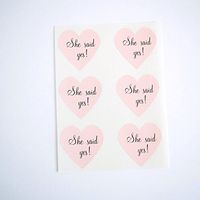 She Said Yes Heart Stickers by Once Upon Supplies, Labels and Seals for Wedding Invitations, Save The Dates, Bridal Shower Invitations, 1.5 X 1.5 Inches, Blush Pink, 48 Stickers
