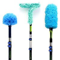 EVERSPROUT 1.5-to-4.5 Ft Duster 3-Pack with Extension-Pole (8-10 Ft Standing Reach) | Hand-packaged Cobweb Duster, Microfiber Feather Duster, Flexible Microfiber Ceiling & Fan Duster | Telescopic Pole