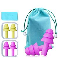 Bihuo Reusable Silicone Ear Plugs- NRR 32, Tinnitus Buzzing Reduction Earplugs for Sleeping, Hypoallergenic- Muffling Sound Volume and Reduce Noise, for Swimming, Concerts-2 Pairs (Yellow-Pink)