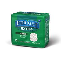 FitRight Extra Adult Briefs with Tabs, Moderate Absorbency, Small, 20"-33" (Pack of 20)