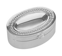 Small Oval Beaded Border Keepsake Sterling Silver Pillbox - Engravable