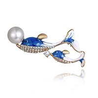 Animal Shape Dolphin Brooch Lapel Pin Delicate Accessories Fashion Jewelry Popular Novelty Creation Cheap Womans Women Accesories Elegant Cute | color - Blue