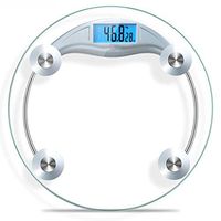 YUN HAI Round Digital Body Weight Bathroom Scale, Indoor Temperature Display, Large Tempered Glass Platform, Support 330 Ibs Capacity, Backlit LCD