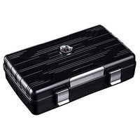 XLHJFDI Cigar Humidor Portable Case Travel Seal Waterproof Moisturizing 10 Moisturizing Cabinet Cuba Cigar Box + Hygrometer (Color : Black)