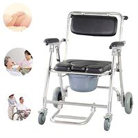 Funwill Multi-Function Transport Wheelchair, Mobile Commode Chair with 2 Brakes Wheels Multi-Function Elderly Toilet Chair Commode Wheelchair, Shower Stool for Elderly Disabled, Pregnant Women
