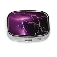 Purple Lighting Sky Silver Stylish Two Compartment Portable Pill Box Rectangle Medicine Vitamin Pill Case