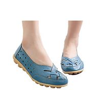 Veodhekai Women Flats Shoes Solid Ankle Hollow Flat Round Toe Sports Roman Shoes Single Shoes OL Student Dark Blue