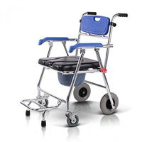 SunHai Non-Slip Folding Strong and Stable Commode Chair with Padded Toilet Seat Bathroom Shower Stool Elderly Person/Pregnant Woman/Handicapped Person Mobile Potty Chair Belt Wheel