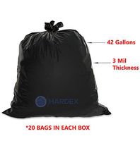 Hardex Puncture Resistant Heavy Duty Contractor Trash Bag, 42 Gallon Capacity, 3 Mil, 20 Count
