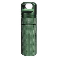 SANNYSIS Travel Wild Pill Box Case Waterproof Large Aluminum Bottle Holder Outdoor Container Keyring (Green)