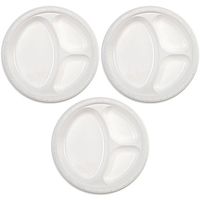 Party Dimensions 10" 3 Compartment Plastic Plate Bundle: 3 Packs of White - 24 Plates Total