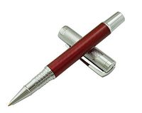 Rollerball Pen，Fuliwen Red Carbon Fiber Rollerball Pen,Vintage Ballpoint Pen with Fine Black Refill，Smooth Signature and Calligraphy，Business Pens Gift