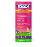 CHILDREN'S BENADRYL ALLERGY PLUS CONGESTION, Liquid, Grape Flavored 4 fl oz