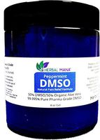 DMSO 4 oz Gel 50/50 Aloe Vera - Peppermint Essential Oil Scent - Sealed in Cobalt Blue Glass Bottle (99.995% Pharmaceutical Grade DMSO)