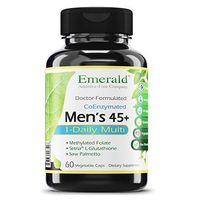 Men's 45+ 1-Daily Multi - Multivitamin with CoQ10, Saw Palmetto & Extra Lycopene - Supports Heart Health, Energy Boost, Immune System, Strong Bones - Emerald Laboratories - 60 Vegetable Capsules