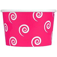 [50 Count] Valentine's Day Pink Paper Ice Cream Cups - 4 oz Swirls And Twirls Dessert Bowls - Comes In Many Colors & Sizes! Frozen Dessert Supplies