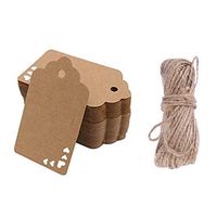 Healifty 50pcs Kraft Paper Tags Heart Blank Gift Tags DIY Cookie Wrap Label Card with Rope for Birthday Wedding Party Favor Supplies