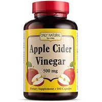 Only Natural Apple Cider Vinegar 500mg, 180 Capsules - Natural Weight Loss - Detox - Cleanser - Digestion & Circulation Support
