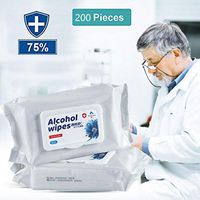 Alcohol Wipes Suitable for Personal Cleaning Wipes 75% Alcohol Wet Wipes All-Purpose Cleaning (200PACK)