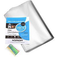 MORIDA 20 Pcs 14x18 inch Cello Cellophane Treat Bags Clear Flat for Gift Wrapping, Bakery, Cookie, Candies, Dessert, Baskets Packaging with Color Twist Ties