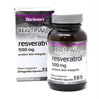 Bluebonnet Nutrition Beautiful Ally Resveratrol 500mg, Best for Skin, Antioxidant, Beauty Nutrient, Vegan, Vegetarian, Non GMO, Gluten Free, Soy Free, 30 Vegetable Capsules, 30 Servings