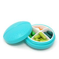 Honbay Blue Plastic Round 4 Compartment Portable Pill Case Pill Box Medicine Box for Travel, Fishing, Backpacking, Camping, Hiking or Just for Daily Use